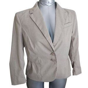 NWT New York & Company Stretch Blazer Beige Pinstripe Size 8 Business Casual